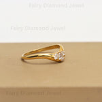 Load image into Gallery viewer, Pear Cut Moissanite Chevron Wedding Band, 14K Yellow Gold Trilogy Stacking Engagement Curved Ring
