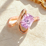 Load image into Gallery viewer, Radiant Cut Pink Sapphire Engagement Ring, 14k Yellow Gold Bridal Ring
