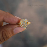 Load image into Gallery viewer, Moissanite Duo Halo Wedding Ring: 14K Yellow Gold Solitaire
