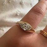 Load image into Gallery viewer, 2 Carat East West Pear Moissanite Engagement Ring, Bezel Set 14K Solid Gold Wedding Solitaire Band, Chunky Thick Bridal Engagement Ring
