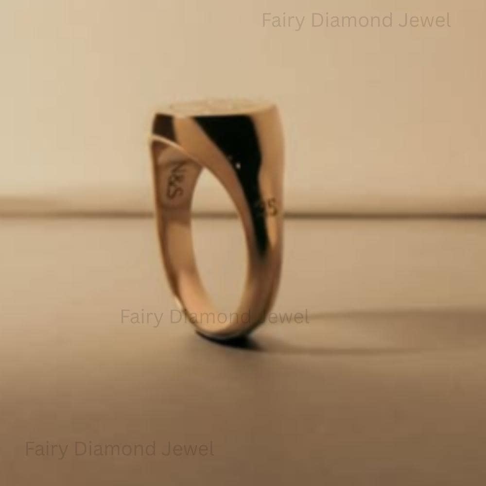 14K Gold Oval Fox Signet Ring, Chunky Spirit Chase Stacking Band