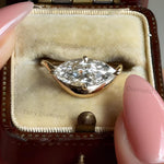 Load image into Gallery viewer, East West Marquise Moissanite Ring, Wavy 14k Gold Band, Unique Solitaire Engagement
