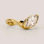 Load image into Gallery viewer, Marquise Moissanite Engagement Promise Ring: East-West 14k Yellow Gold Wedding Band
