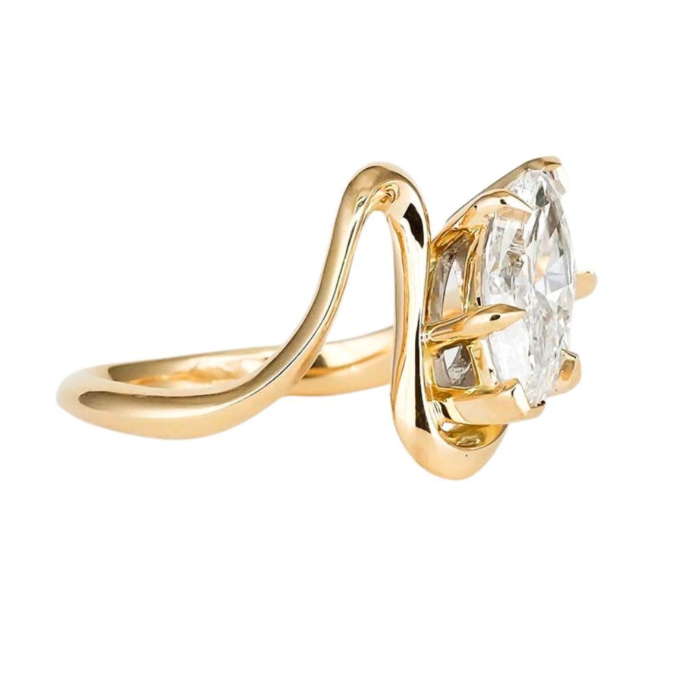 3Ct East West Marquise Moissanite Ring Set, 14k Gold Bridal Anniversary Wedding Engagement Ring Set