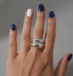Load image into Gallery viewer, Handmade Sterling Silver Dome Ring Set - Chunky Stackable Art Deco Band

