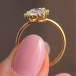 Load image into Gallery viewer, Rose Cut Moissanite Engagement Ring: 14K Gold Halo, Anniversary Ring
