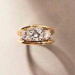 Load image into Gallery viewer, Moissanite Toi et Moi Ring - Cushion &amp; Round Cut, 14K Gold Wedding Split Shank Band
