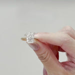 Load image into Gallery viewer, Radiant Cut Moissanite Engagement Ring: 14K Gold Hidden Halo, Silver Prongs
