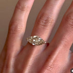 Load image into Gallery viewer, Champagne Marquise Moissanite Ring: 14k Gold East West Engagement Band

