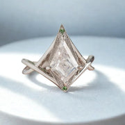 Kite Cut Moissanite Engagement Ring: Art Deco 14K Gold Split Shank