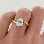 Load image into Gallery viewer, Pear Moissanite Bypass Wedding Solitaire Ring: 14k Gold Teardrop Two Tone Engagement Swoop Band
