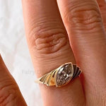 Load image into Gallery viewer, Marquise Moissanite Signet Ring: 14K Yellow Gold Bezel Band
