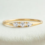 Load image into Gallery viewer, 14K Gold East West Pear Cut Moissanite Wedding Band: Minimalist Teardrop Ring
