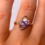 Load image into Gallery viewer, Radiant Cut Pink Sapphire Engagement Ring, 14k Yellow Gold Bridal Ring
