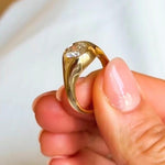 Load image into Gallery viewer, 14K Gold Domed Moissanite Signet Ring, Chunky Stacking Band
