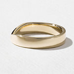 Load image into Gallery viewer, 14k Solid Gold Curved Cigar Wedding Band, V Shaped Chevron Stacking Ring, Minimalist Wide Band for Everyday Wear, Unique Engagement Gift
