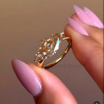 Load image into Gallery viewer, Champagne Marquise Moissanite Ring: 14k Gold East West Engagement Band

