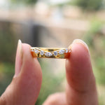 Load image into Gallery viewer, Moissanite Marquise 14k Gold Wedding Band, Deep Curved Stacking Chevron Ring
