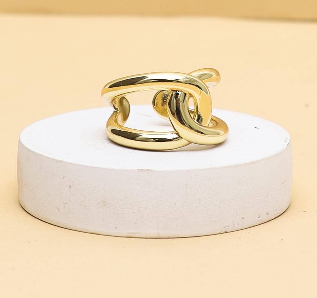 14K Solid Gold Infinity Knot Ring, Wide Band Promise Ring