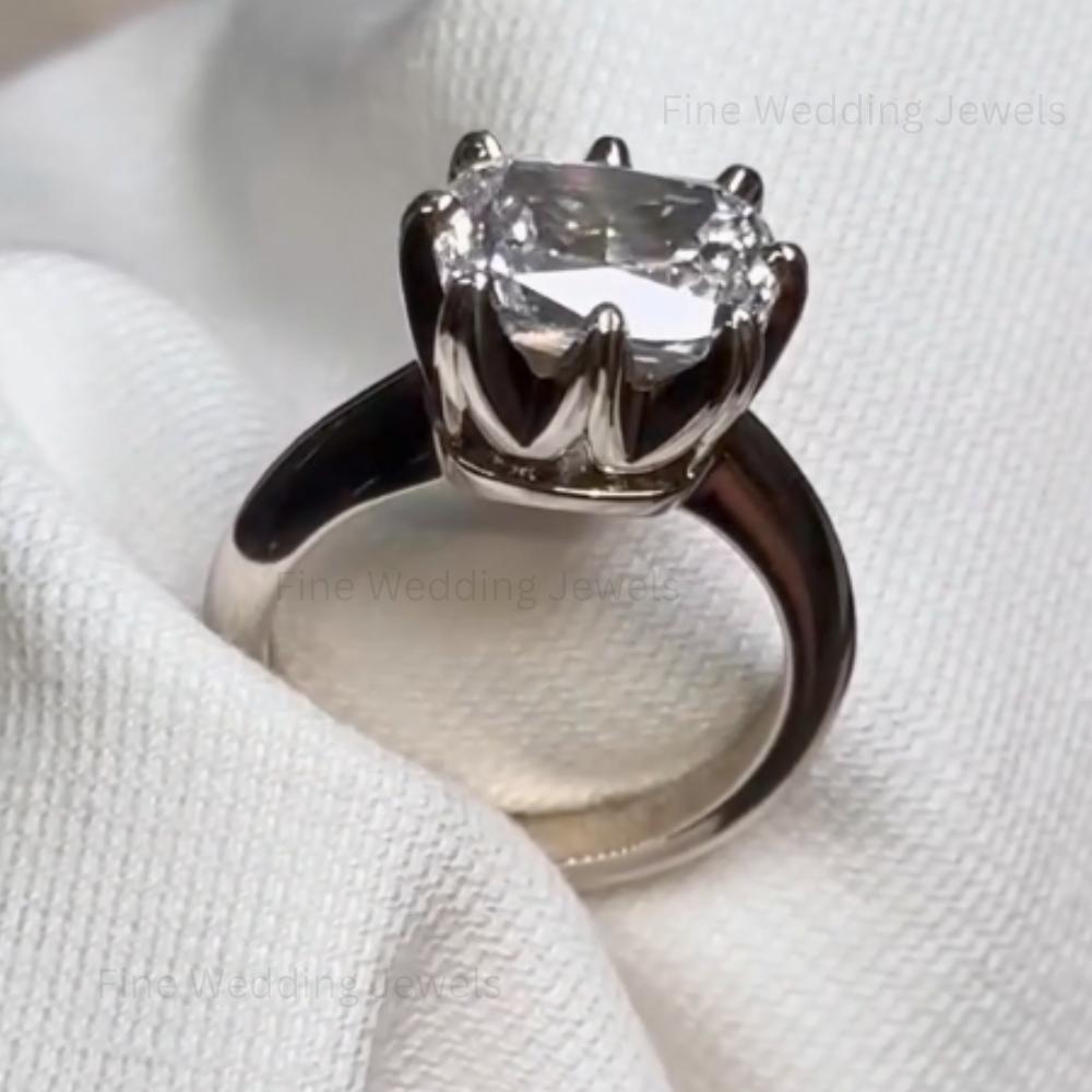 Cushion Moissanite East West Ring: 14k Gold Solitaire Engagement Band