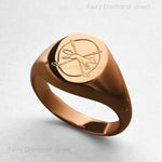 Load image into Gallery viewer, 14K Gold Oval Fox Signet Ring, Chunky Spirit Chase Stacking Band
