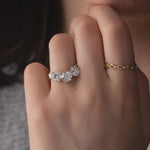 Load image into Gallery viewer, Chevron Moissanite Wedding Band: 10K Gold Five Stone Stacking Ring
