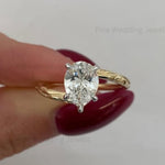 Load image into Gallery viewer, Pear Moissanite Bypass Wedding Solitaire Ring: 14k Gold Teardrop Two Tone Engagement Swoop Band
