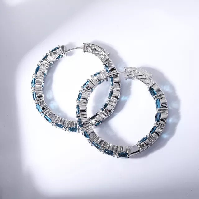 london blue topaz earrings, 925 sterling silver earrings, Natural stone, Gift for her, Gift for mother, Round Cut, 10th Wedding gift
