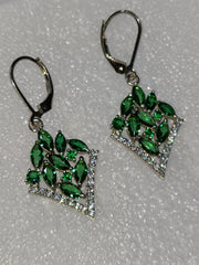 Emerald Dangle Drop Earrings: 925 Sterling Silver May Birthstone