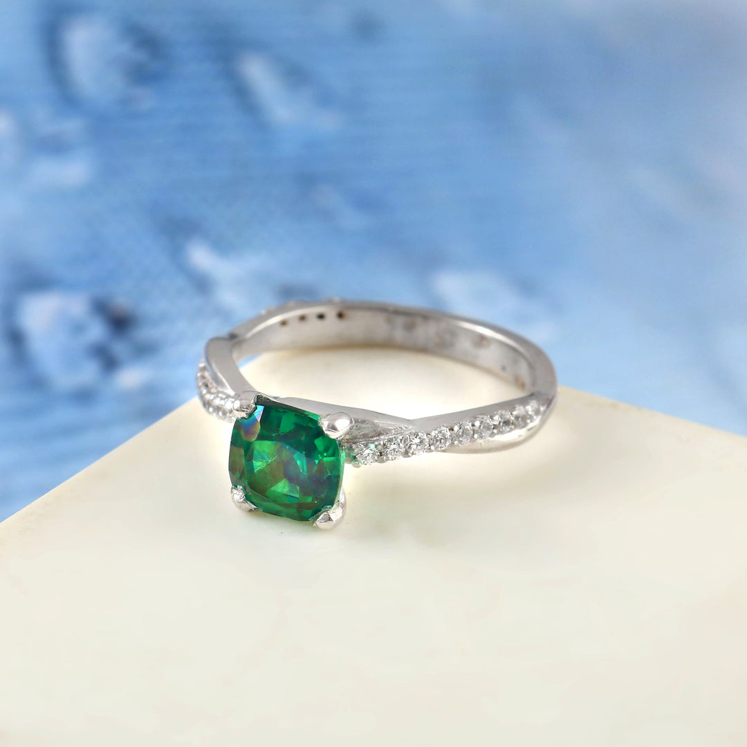 Emerald engagement ring, emerald ring vintage, real emerald ring, antique ring, ring for women, gold / silver natural ring, 14k emerald ring