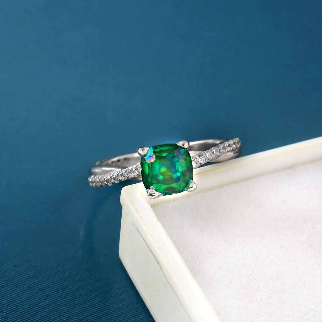 Emerald engagement ring, emerald ring vintage, real emerald ring, antique ring, ring for women, gold / silver natural ring, 14k emerald ring