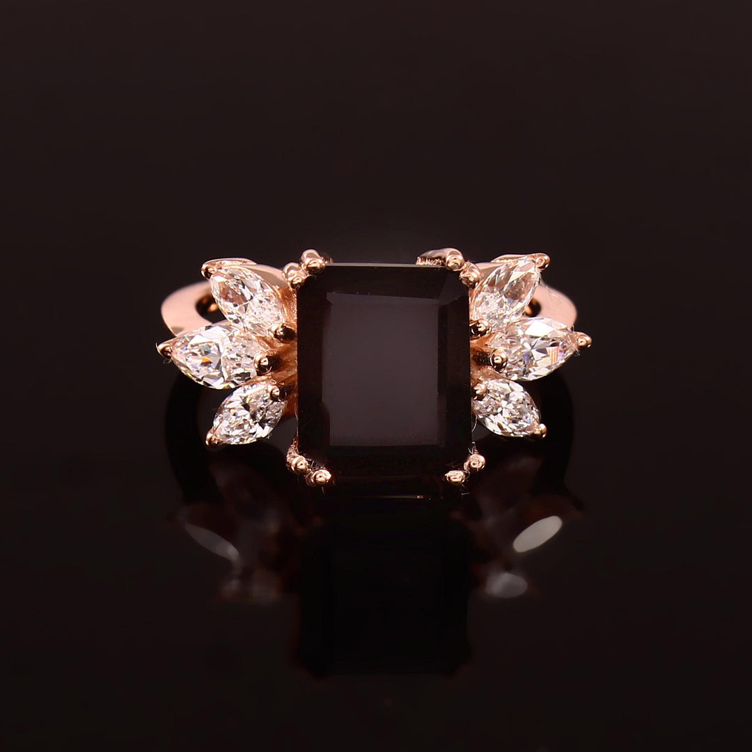 Emerald Cut Black Onyx Ring: Handmade 925 Sterling Silver Gemstone
