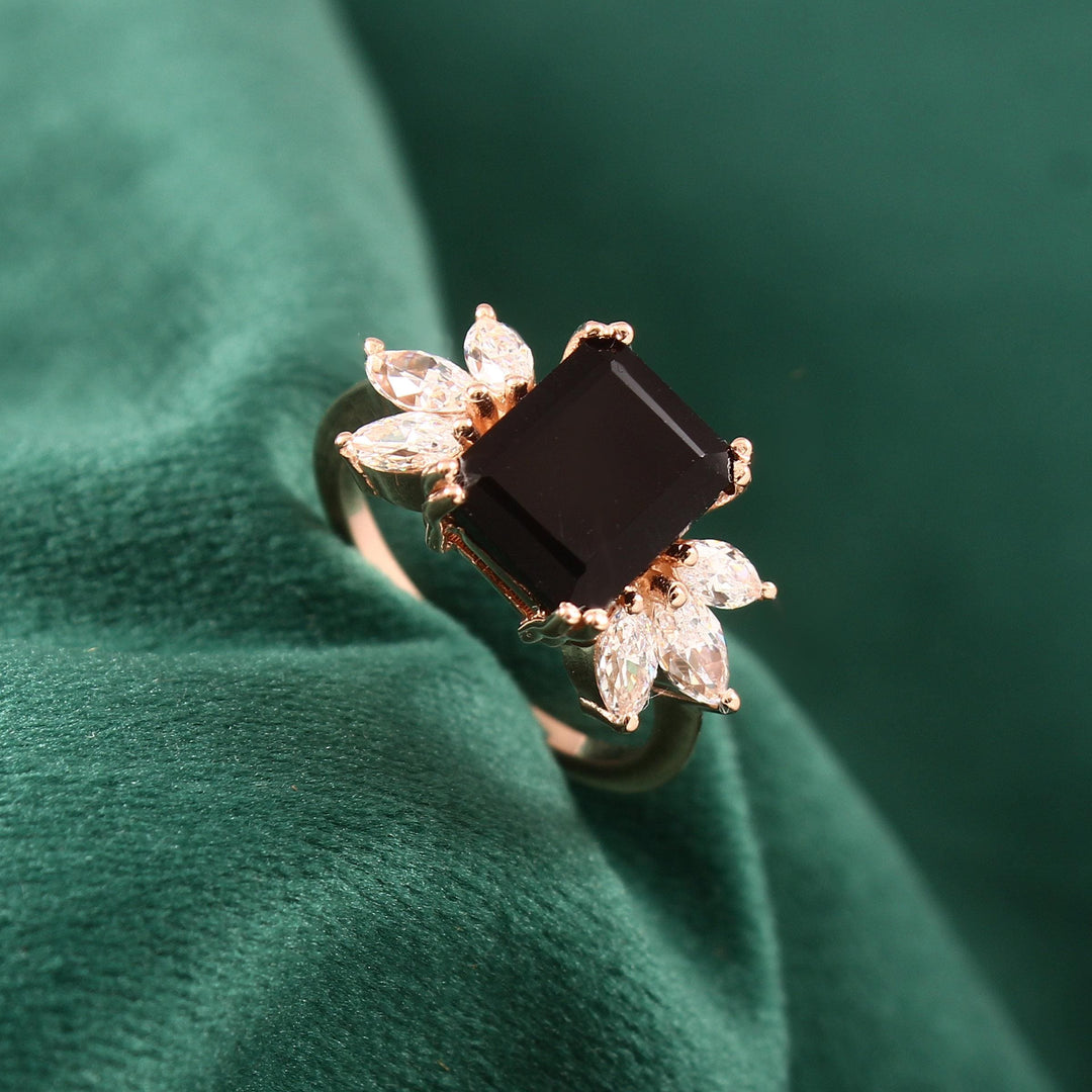 Emerald Cut Black Onyx Ring: Handmade 925 Sterling Silver Gemstone