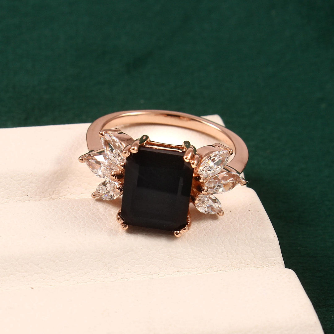 Emerald Cut Black Onyx Ring: Handmade 925 Sterling Silver Gemstone