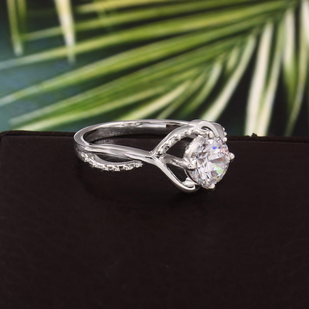 Moissanite Engagement Ring: Vintage 925 Sterling Silver Bridal Promise Ring
