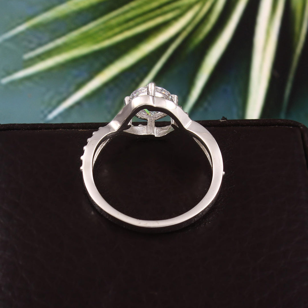Moissanite Engagement Ring: Vintage 925 Sterling Silver Bridal Promise Ring