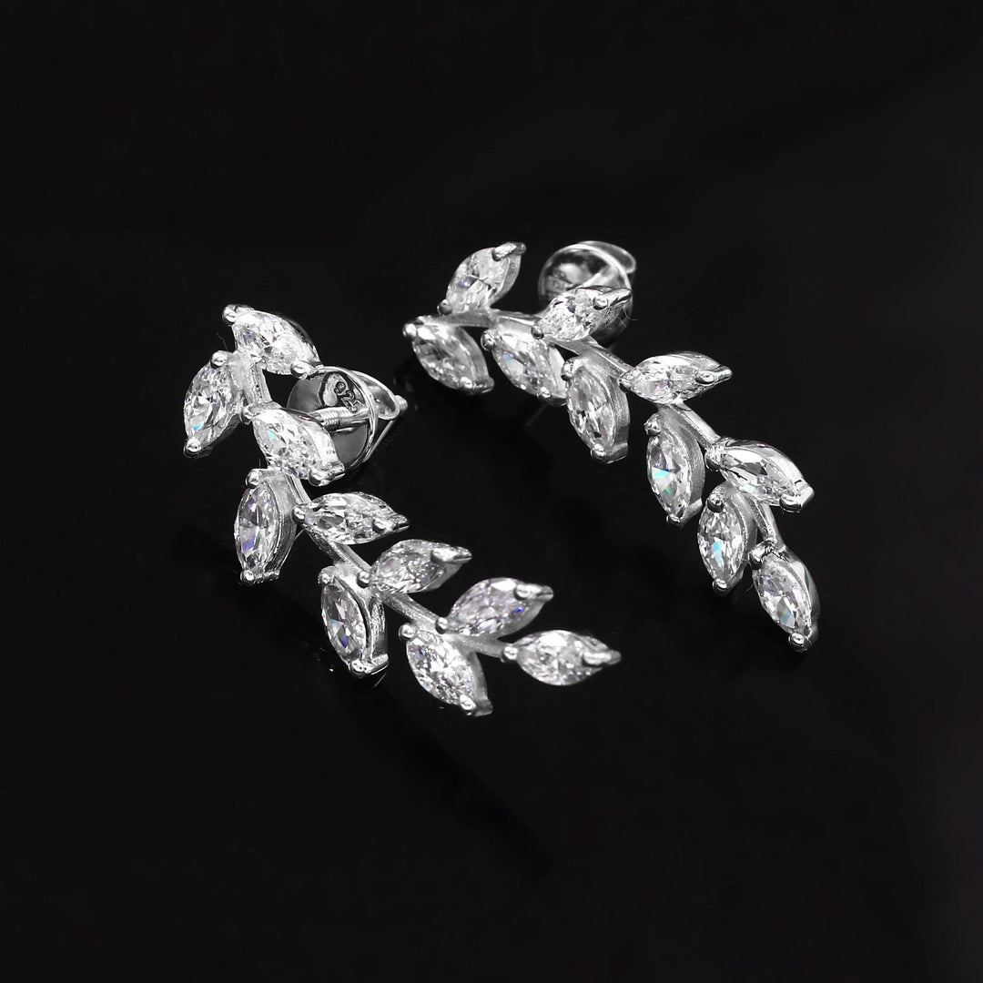 Marquise Zircon Ear Climbers: Sterling Silver Crawler Earrings
