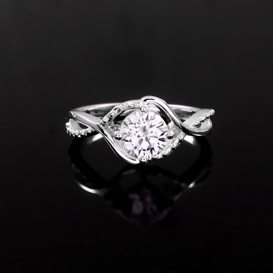 Moissanite Engagement Ring: Vintage 925 Sterling Silver Bridal Promise Ring