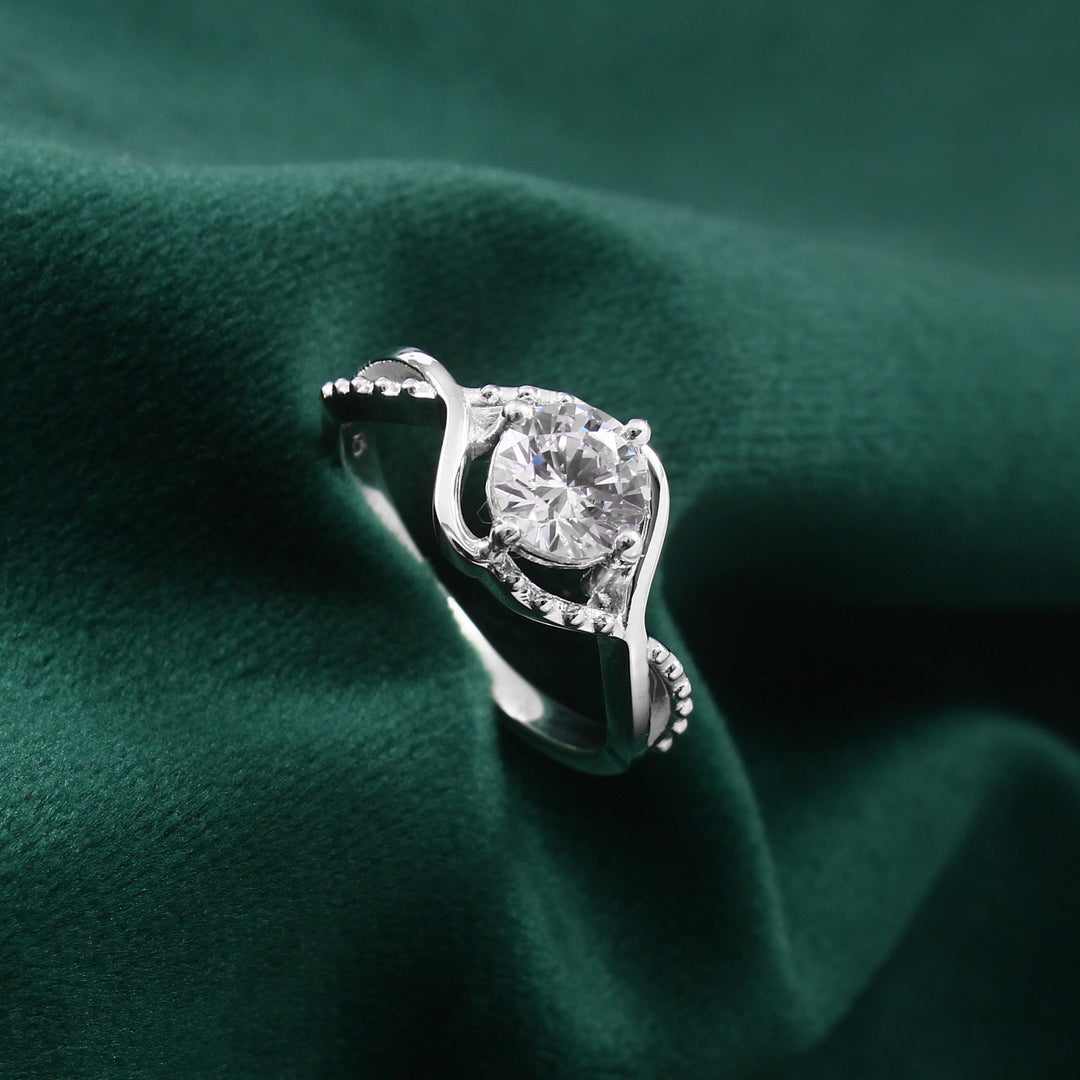 Moissanite Engagement Ring: Vintage 925 Sterling Silver Bridal Promise Ring