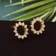 Diamond Sun Hoop Earrings: Sterling Silver CZ Bridal Jewelry