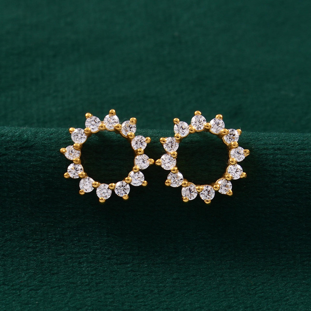 Diamond Sun Hoop Earrings: Sterling Silver CZ Bridal Jewelry