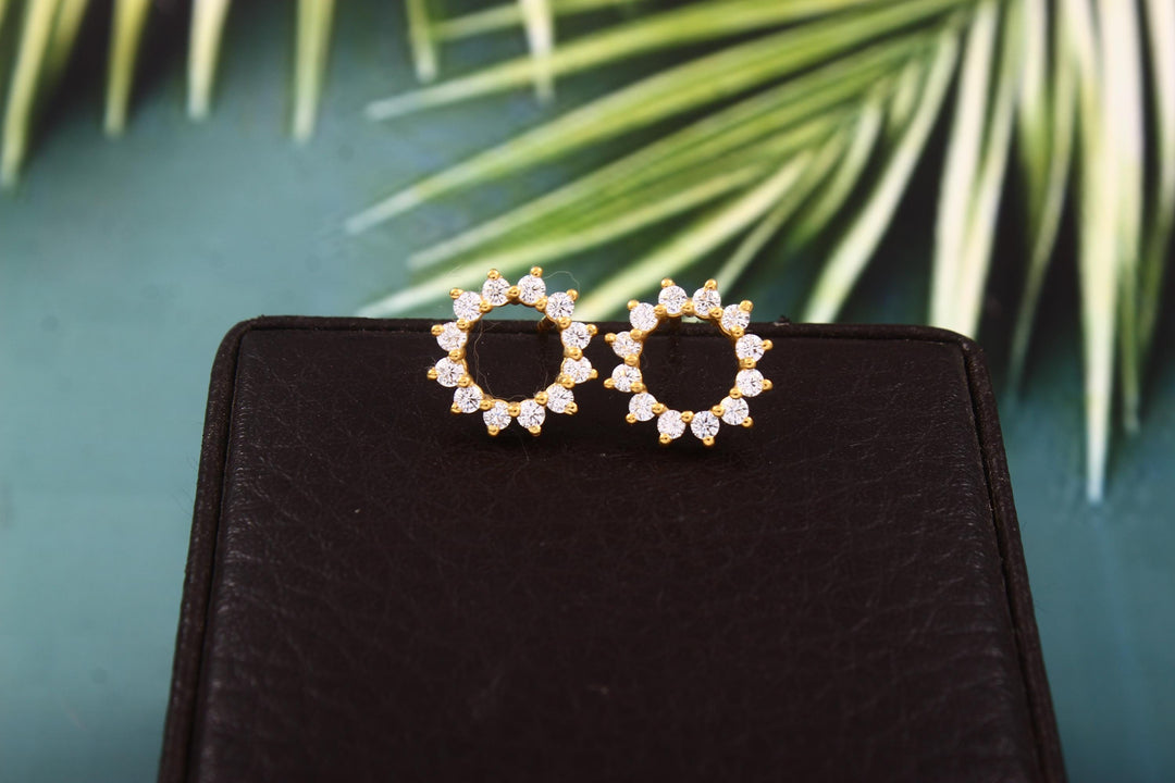Diamond Sun Hoop Earrings: Sterling Silver CZ Bridal Jewelry