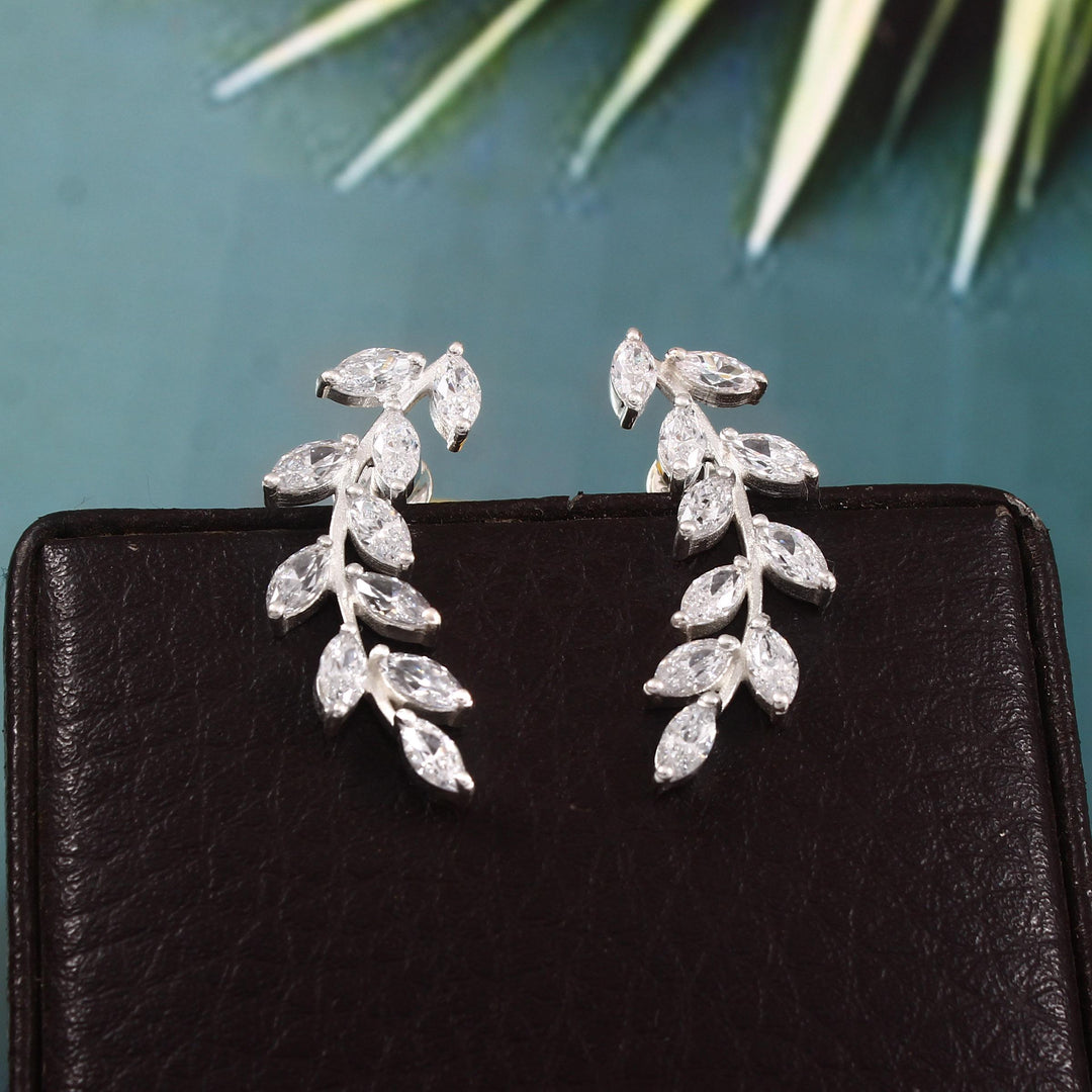 Marquise Zircon Ear Climbers: Sterling Silver Crawler Earrings