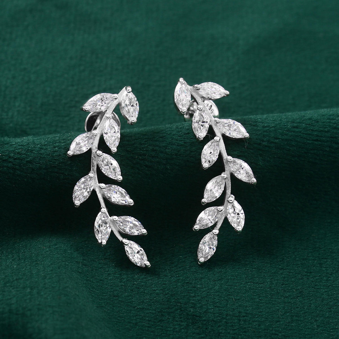 Marquise Zircon Ear Climbers: Sterling Silver Crawler Earrings