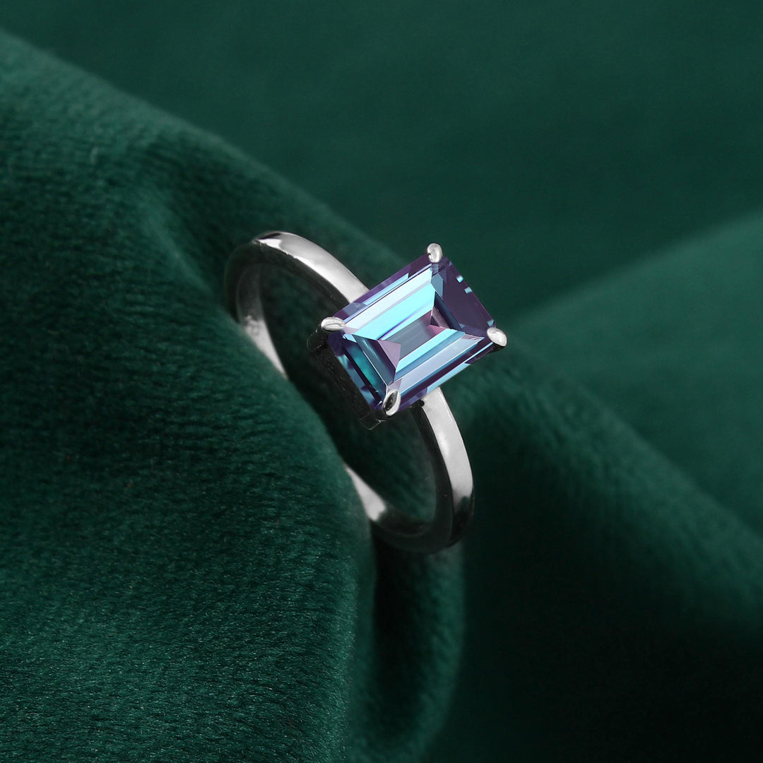 Color Changing Alexandrite Ring | 925 Silver 14K Gold Vermeil Engagement June Birthstone Ring