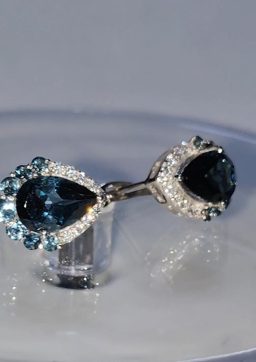 Natural London Blue Topaz Earrings 925 Sterling Silver Earrings Natural Stone Gift For Her Personalized Wedding Gift