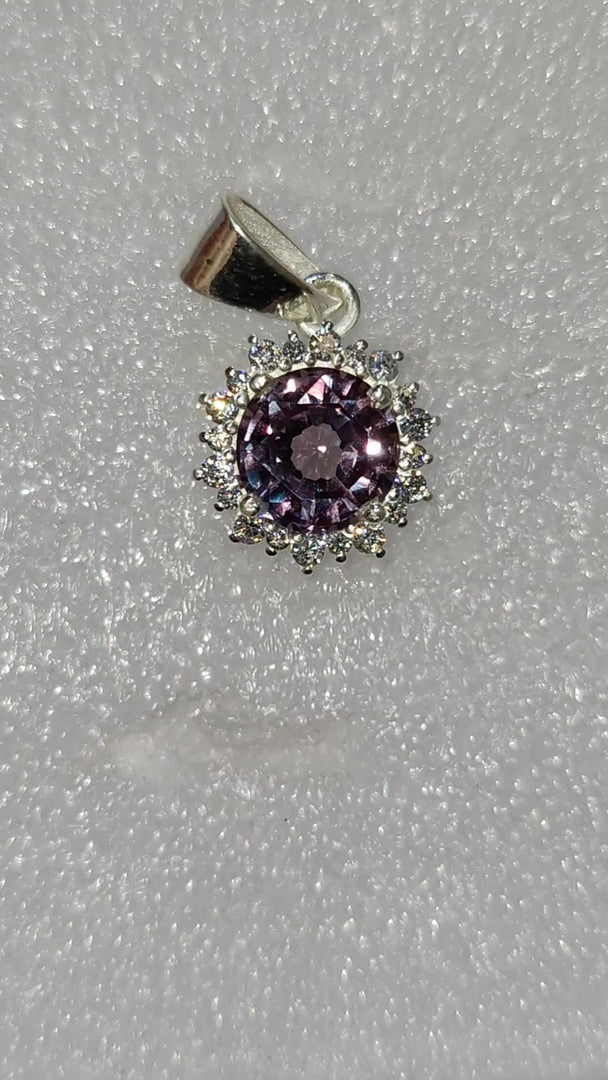 Alexandrite Sterling Silver Pendant Necklace: June Birthstone, Simulated Diamond
