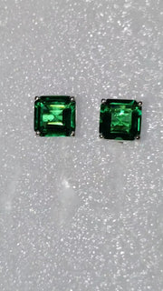 Emerald Stud Earrings: Dainty 925 Sterling Silver Birthstone