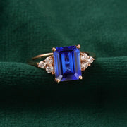 Lab Blue Sapphire Ring, 14K Gold Vermeil, September Birthstone, Engagement Ring