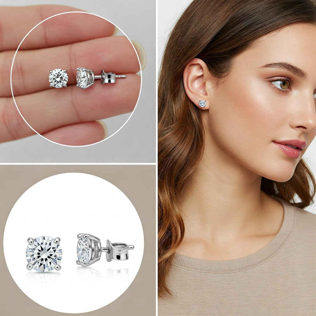 Moissanite Stud Earrings: 925 Sterling Silver, Minimalist Jewelry